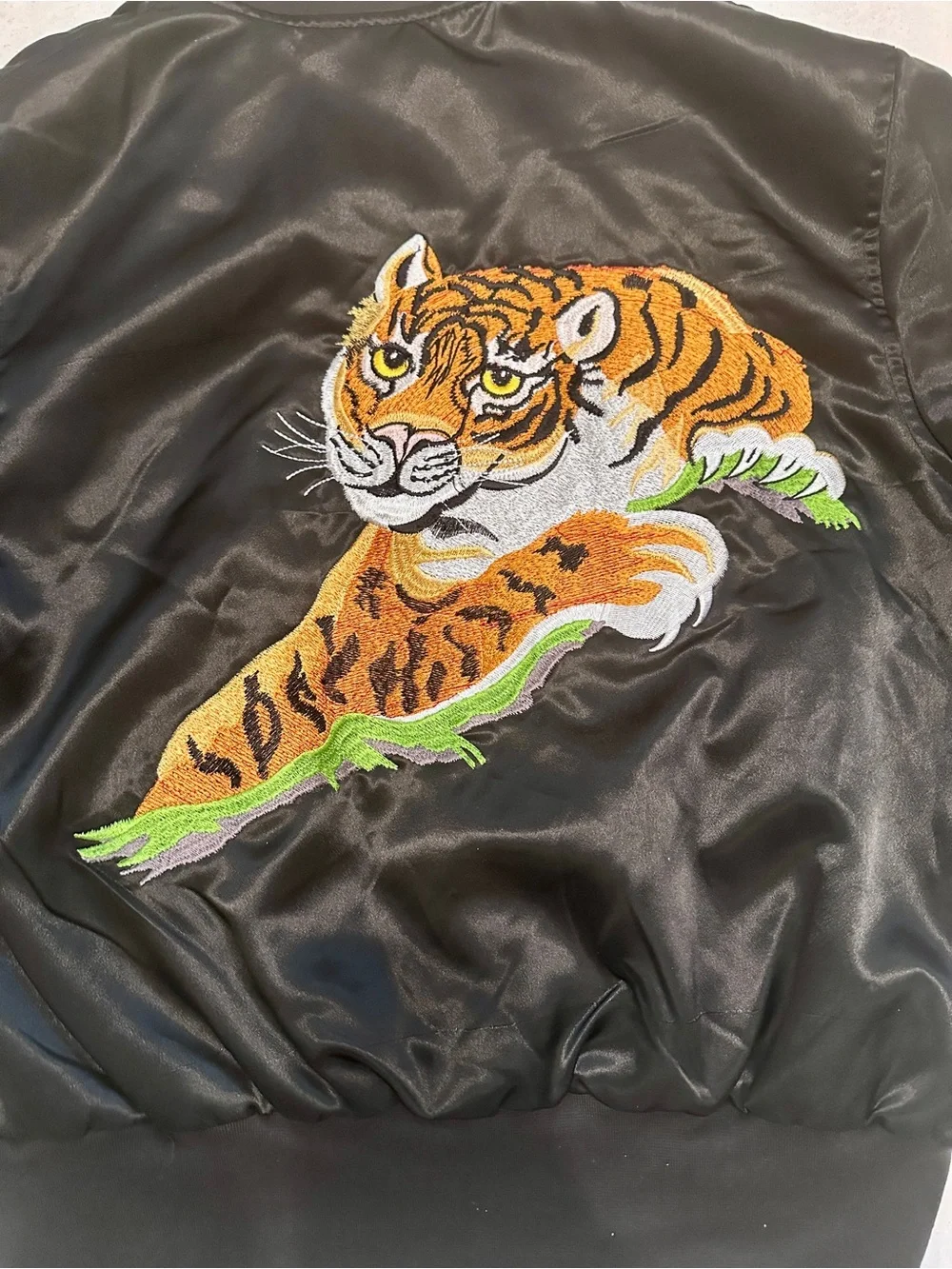 Sly Stallone Shop Rocky II Tiger Jacket Men’s S Black Satin Embroidered Bomber